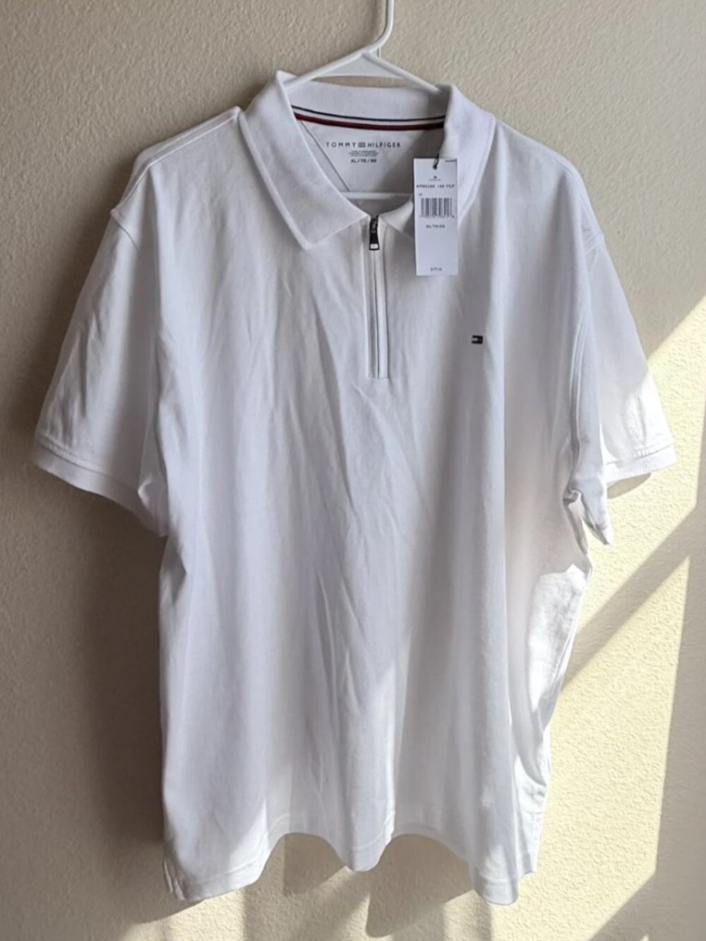 Tommy Hilfiger Men's Short Sleeve Polo Zip Shirt White XL NWT